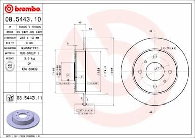 Bremžu diski BREMBO 08.5443.11 1