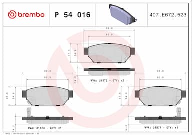 Bremžu uzliku kompl., Disku bremzes BREMBO P 54 016 1