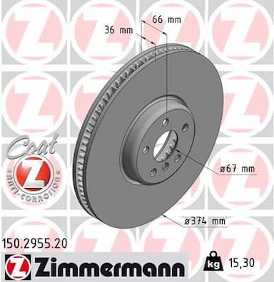 Bremžu diski ZIMMERMANN 150.2955.20 1