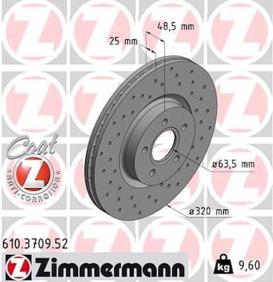 Bremžu diski ZIMMERMANN 610.3709.52 1