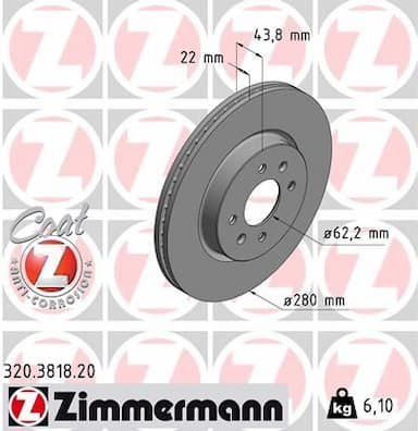 Bremžu diski ZIMMERMANN 320.3818.20 1