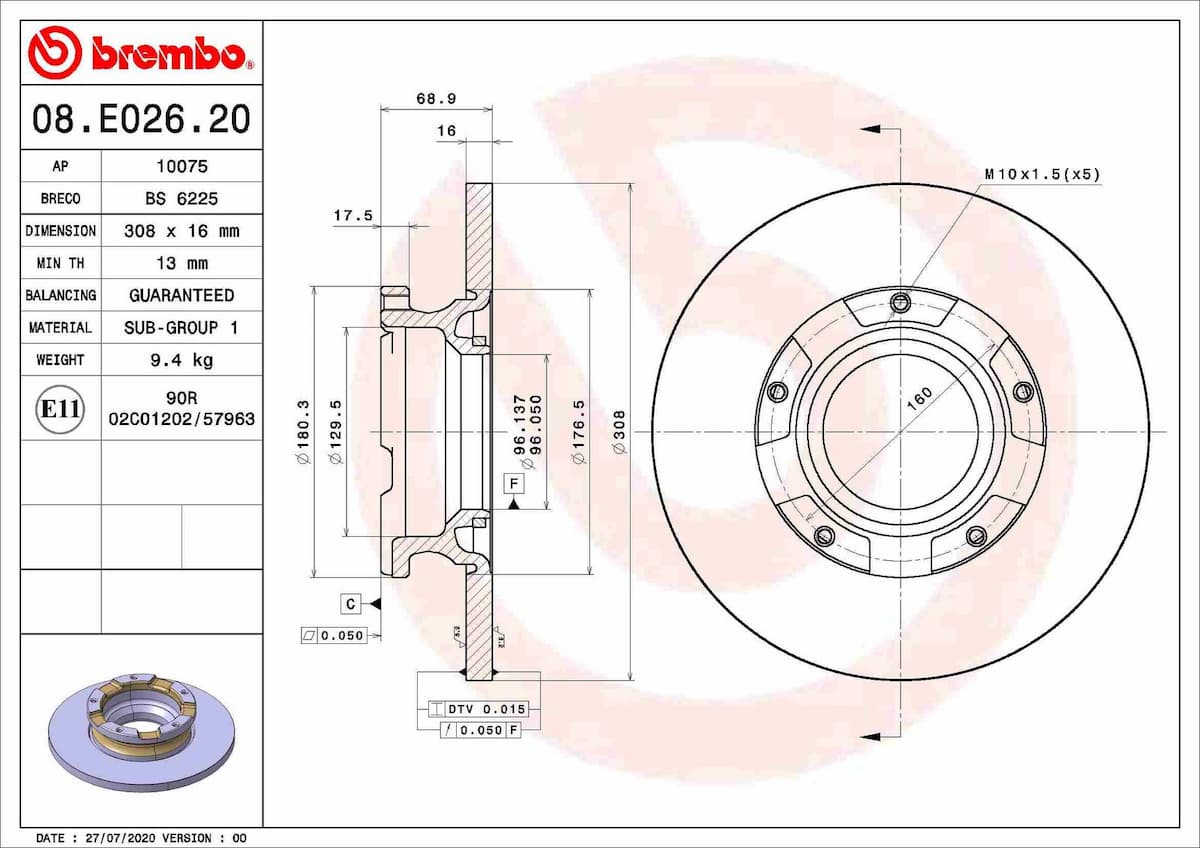 Bremžu diski BREMBO 08.E026.20 1