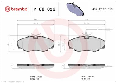 Bremžu uzliku kompl., Disku bremzes BREMBO P 68 026 1