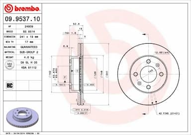 Bremžu diski BREMBO 09.9537.10 1