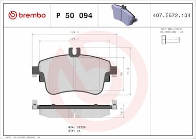 Bremžu uzliku kompl., Disku bremzes BREMBO P 50 094 1