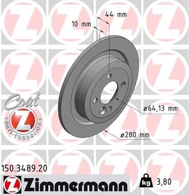 Bremžu diski ZIMMERMANN 150.3489.20 1