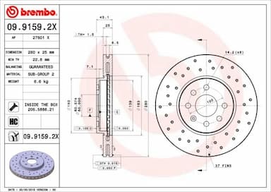 Bremžu diski BREMBO 09.9159.2X 1