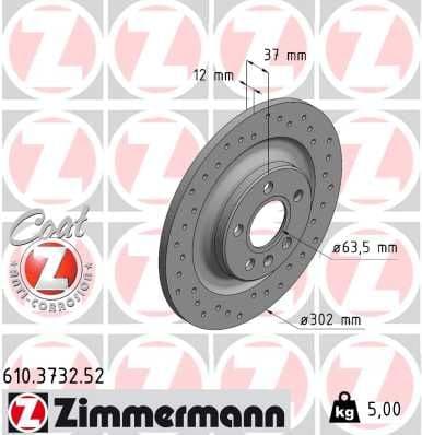 Bremžu diski ZIMMERMANN 610.3732.52 1