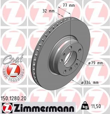 Bremžu diski ZIMMERMANN 150.1280.20 1