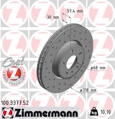 Bremžu diski ZIMMERMANN 100.3377.52 1