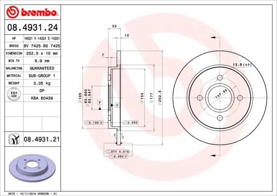 Bremžu diski BREMBO 08.4931.21 1