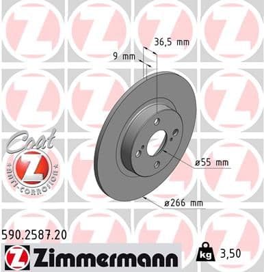 Bremžu diski ZIMMERMANN 590.2587.20 1