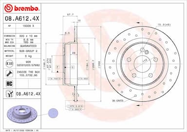 Bremžu diski BREMBO 08.A612.4X 1