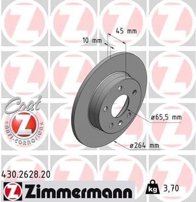 Bremžu diski ZIMMERMANN 430.2628.20 1