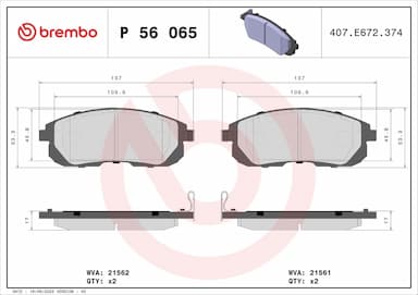 Bremžu uzliku kompl., Disku bremzes BREMBO P 56 065 1