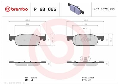 Bremžu uzliku kompl., Disku bremzes BREMBO P 68 065 1