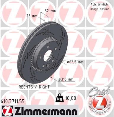 Bremžu diski ZIMMERMANN 610.3711.55 1