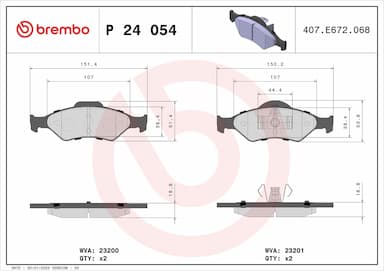 Bremžu uzliku kompl., Disku bremzes BREMBO P 24 054 1