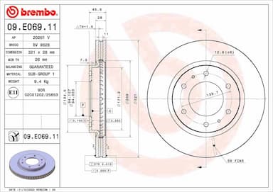 Bremžu diski BREMBO 09.E069.11 1