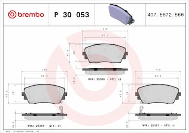 Bremžu uzliku kompl., Disku bremzes BREMBO P 30 053 1