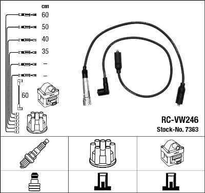 Augstsprieguma vadu komplekts NGK 7363 1