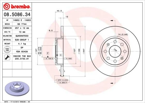 Bremžu diski BREMBO 08.5086.34 1