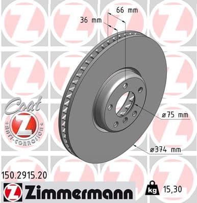 Bremžu diski ZIMMERMANN 150.2915.20 1