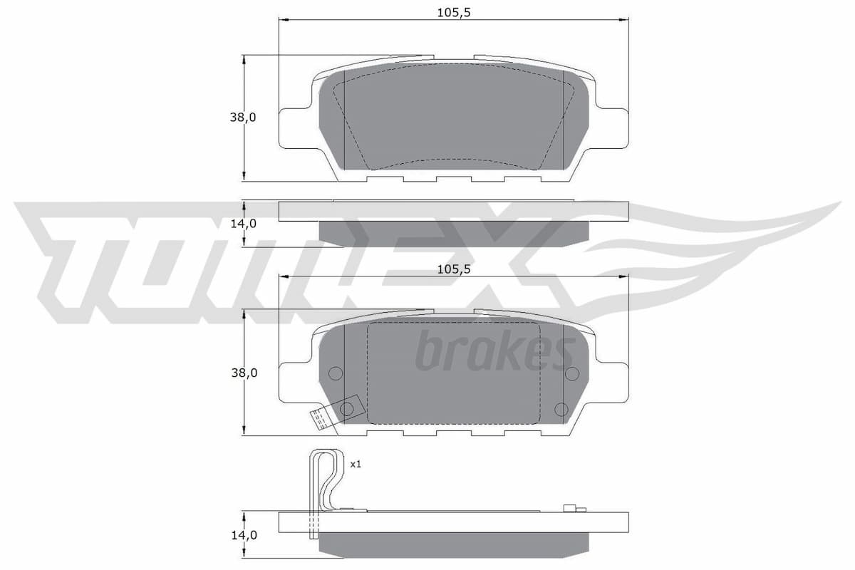 Bremžu uzliku kompl., Disku bremzes TOMEX Brakes TX 14-21 1