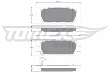 Bremžu uzliku kompl., Disku bremzes TOMEX Brakes TX 14-21 1