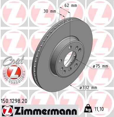 Bremžu diski ZIMMERMANN 150.1298.20 1