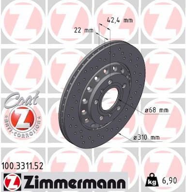 Bremžu diski ZIMMERMANN 100.3311.52 1