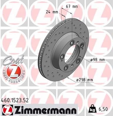 Bremžu diski ZIMMERMANN 460.1523.52 1