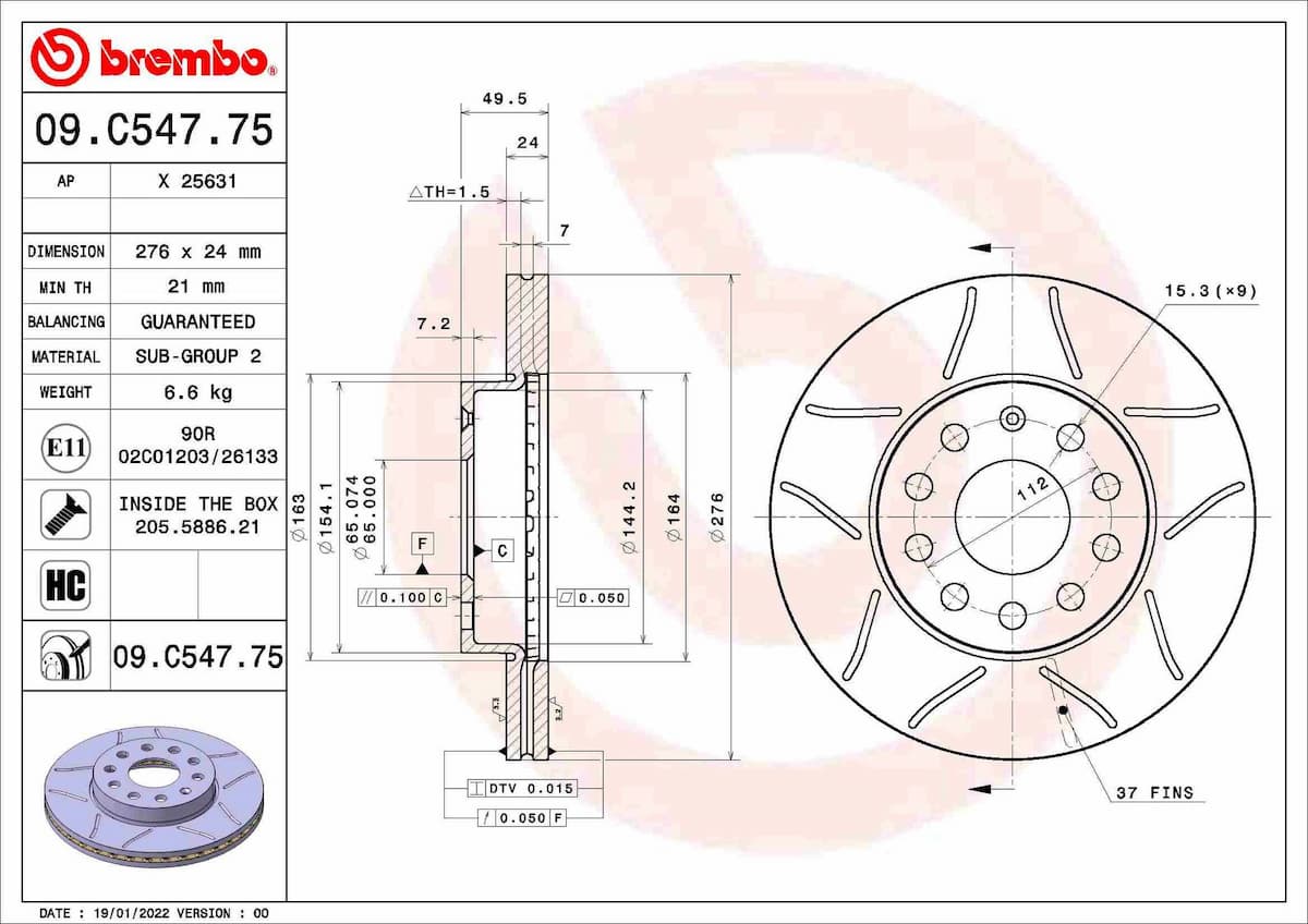 Bremžu diski BREMBO 09.C547.75 1