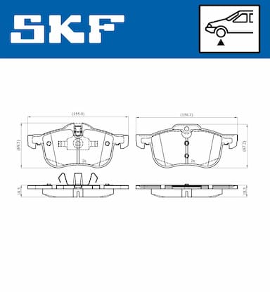 Bremžu uzliku kompl., Disku bremzes SKF VKBP 80385 2