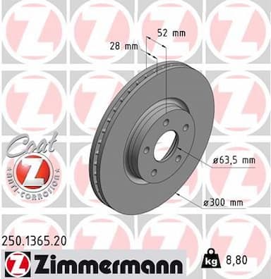 Bremžu diski ZIMMERMANN 250.1365.20 1