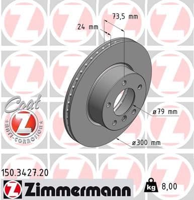 Bremžu diski ZIMMERMANN 150.3427.20 1