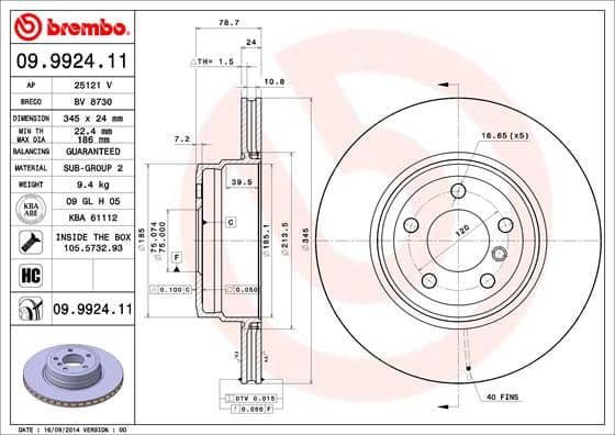 Bremžu diski BREMBO 09.9924.11 1