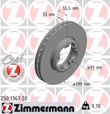 Bremžu diski ZIMMERMANN 250.1367.20 1