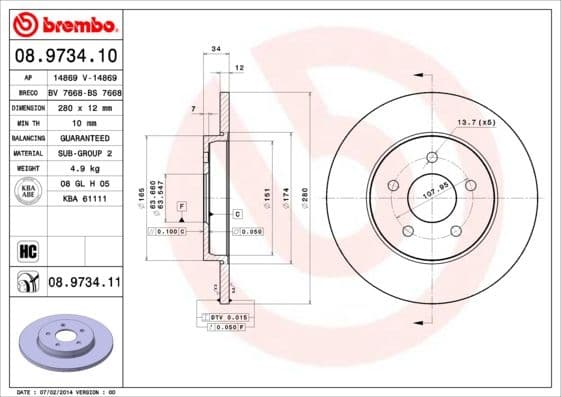 Bremžu diski BREMBO 08.9734.11 1