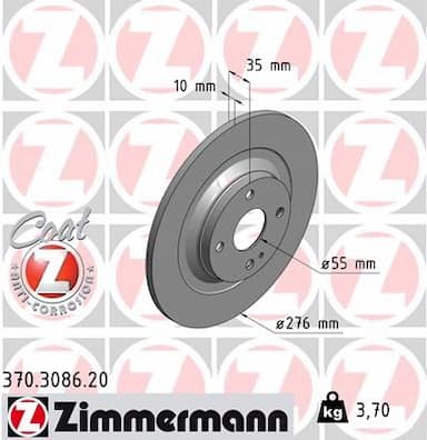 Bremžu diski ZIMMERMANN 370.3086.20 1