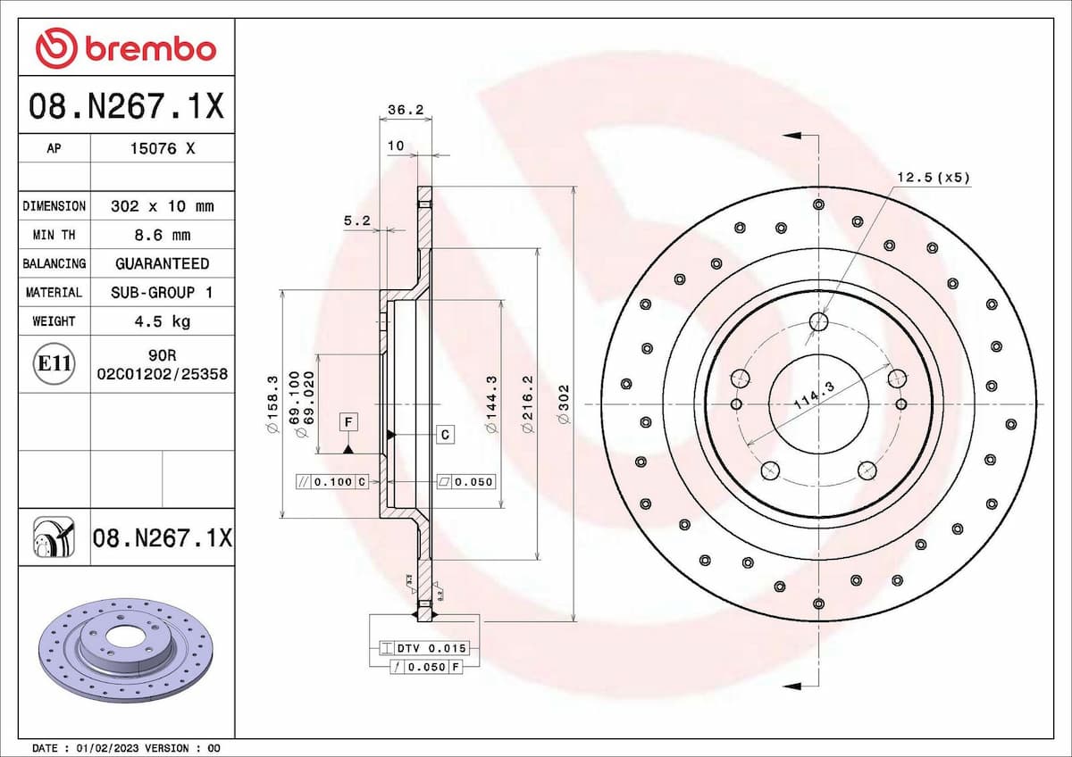 Bremžu diski BREMBO 08.N267.1X 1