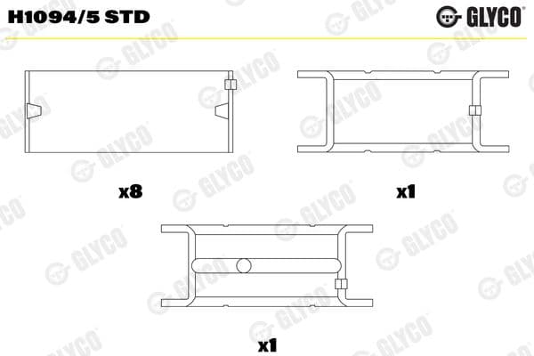 Kloķvārpstas gultnis GLYCO H1094/5 STD 1