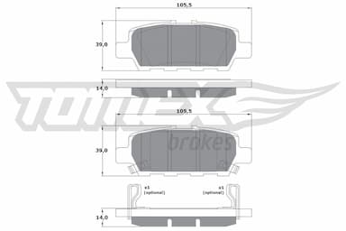 Bremžu uzliku kompl., Disku bremzes TOMEX Brakes TX 17-57 1