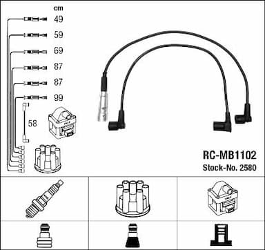 Augstsprieguma vadu komplekts NGK 2580 1