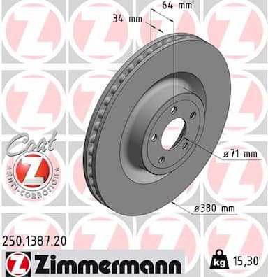 Bremžu diski ZIMMERMANN 250.1387.20 1