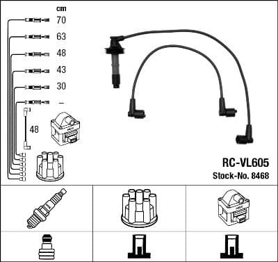 Augstsprieguma vadu komplekts NGK 8468 1