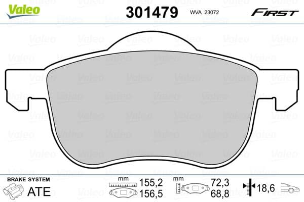 Bremžu uzliku kompl., Disku bremzes VALEO 301479 1