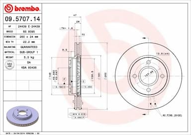 Bremžu diski BREMBO 09.5707.14 1