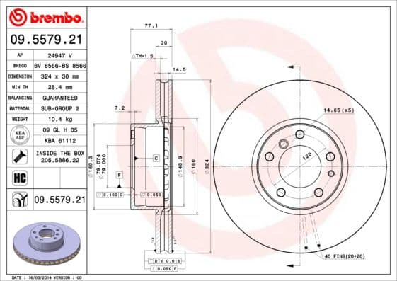 Bremžu diski BREMBO 09.5579.21 1