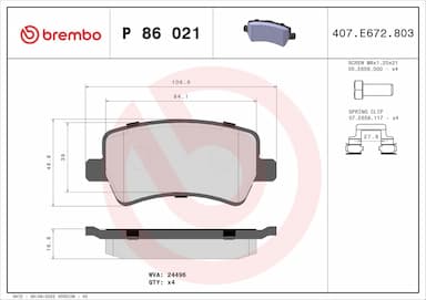 Bremžu uzliku kompl., Disku bremzes BREMBO P 86 021 1